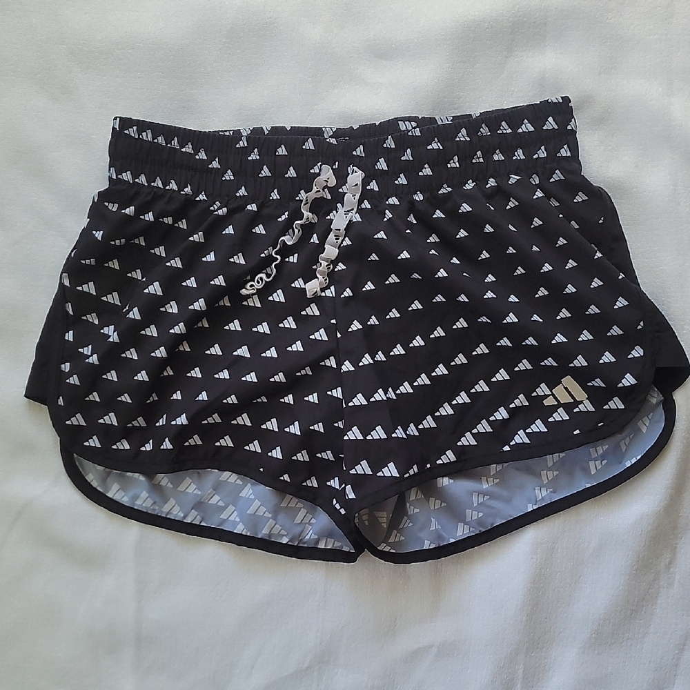 Adidas Black and White Patterned Women's Shorts